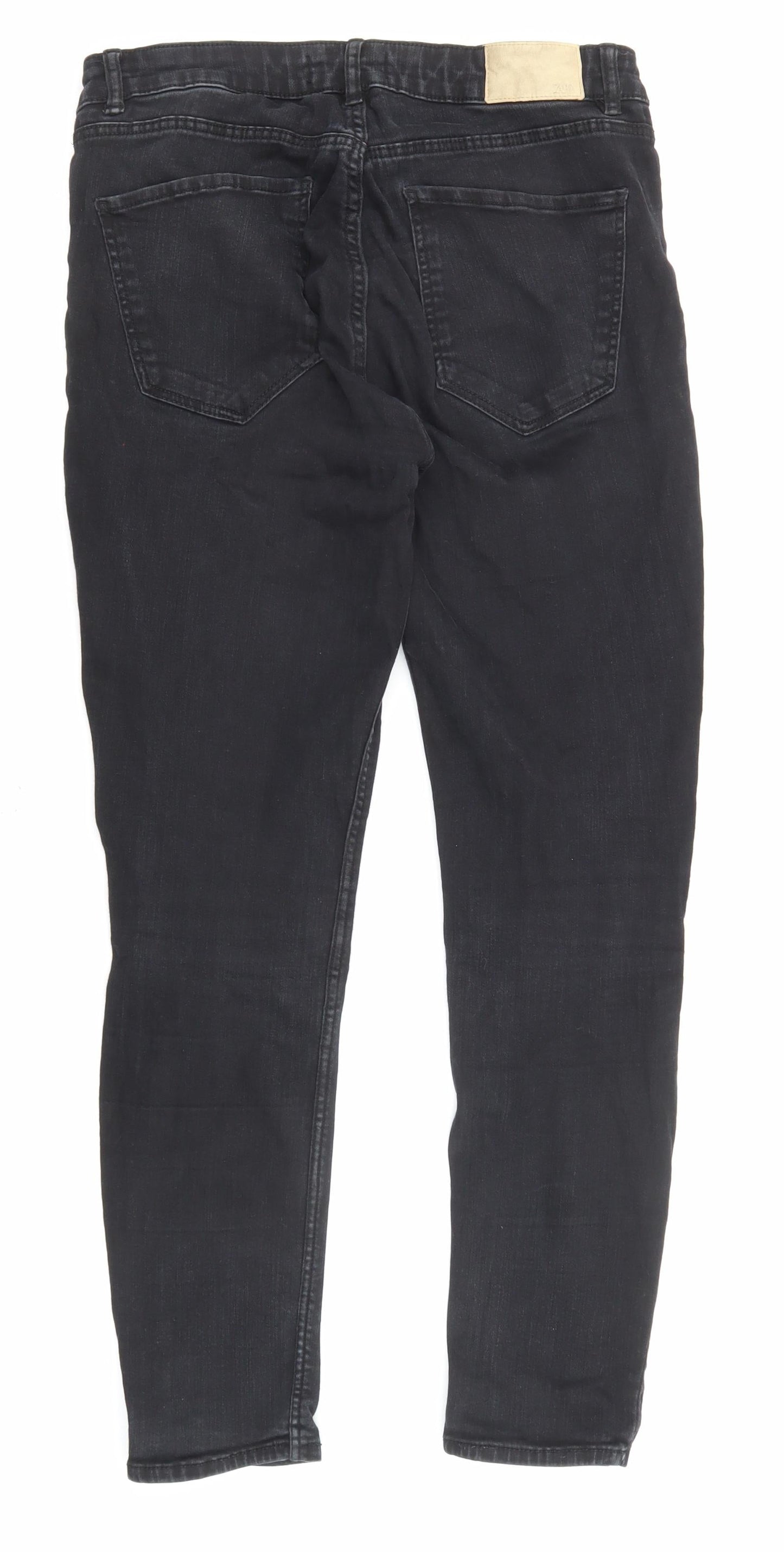 Zara Womens Black Cotton Skinny Jeans Size 12 L25 in Regular Zip - Pockets