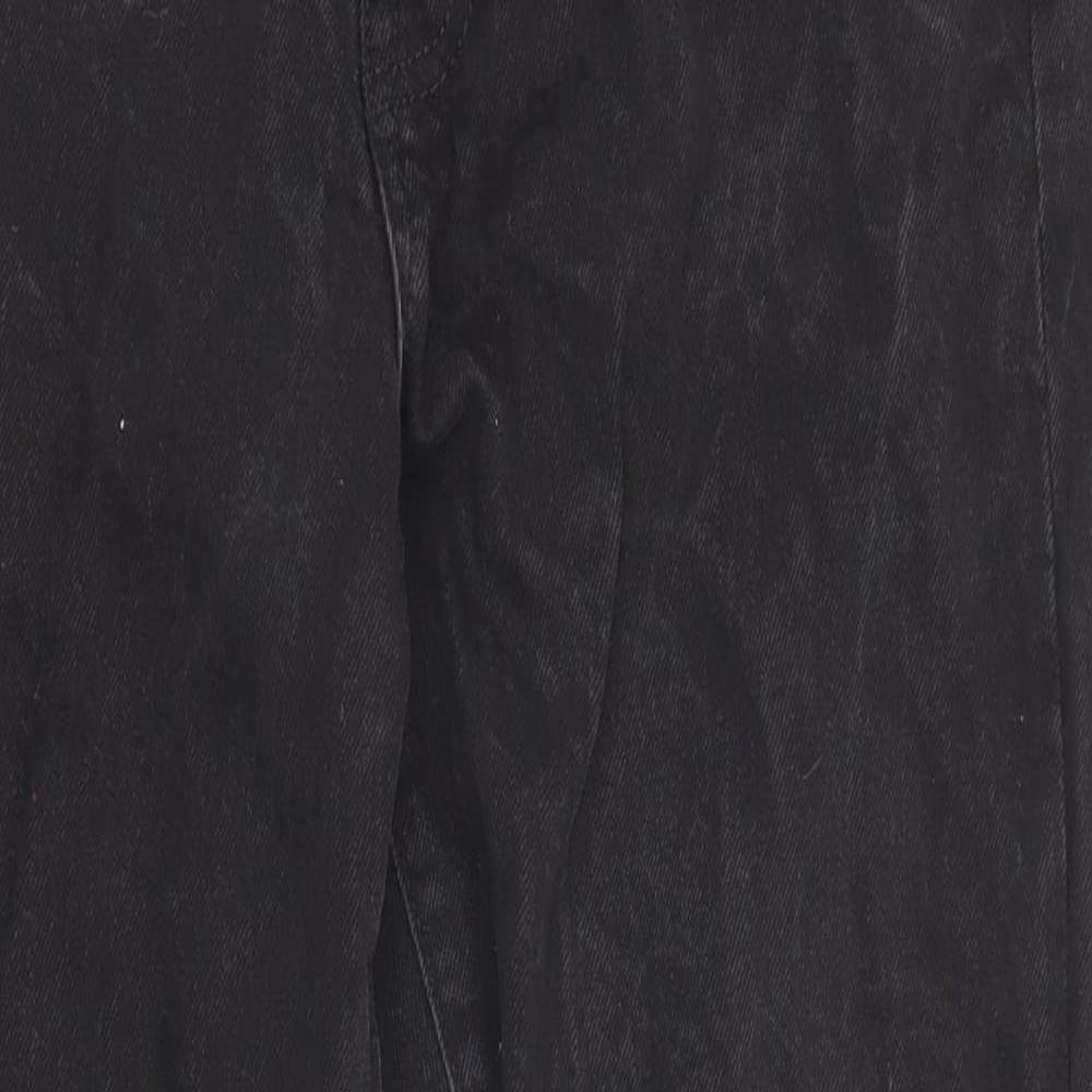 Mango Womens Black Cotton Straight Jeans Size 12 L25 in Regular Zip - Pockets