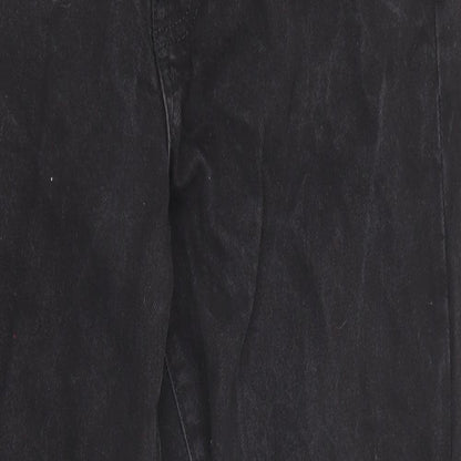 Mango Womens Black Cotton Straight Jeans Size 12 L25 in Regular Zip - Pockets