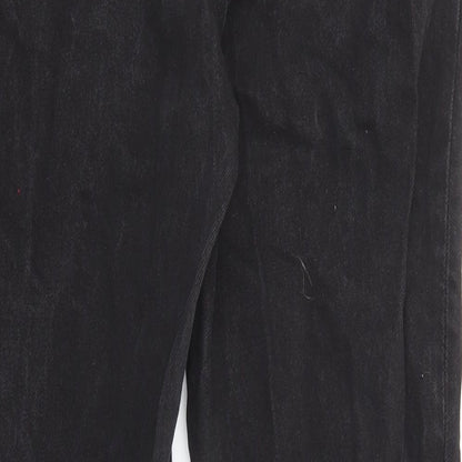 Mango Womens Black Cotton Straight Jeans Size 12 L25 in Regular Zip - Pockets