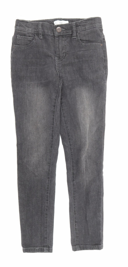 Rockstar Girls Black Cotton Skinny Jeans Size 9 Years L22 in Regular Zip - Pockets