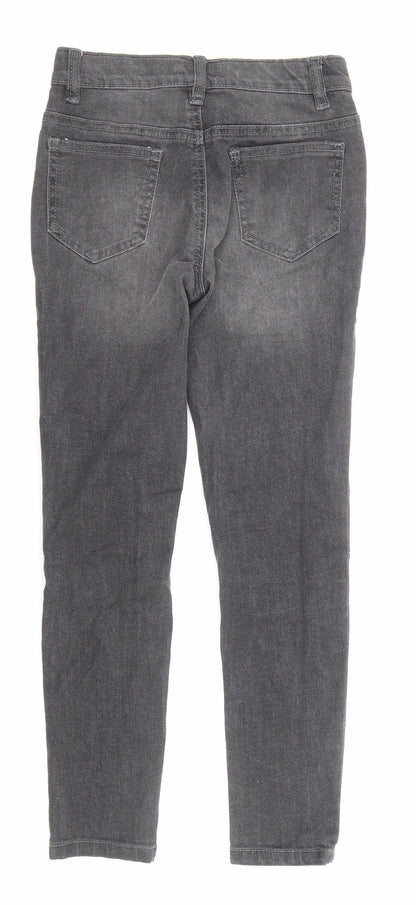 Rockstar Girls Black Cotton Skinny Jeans Size 9 Years L22 in Regular Zip - Pockets