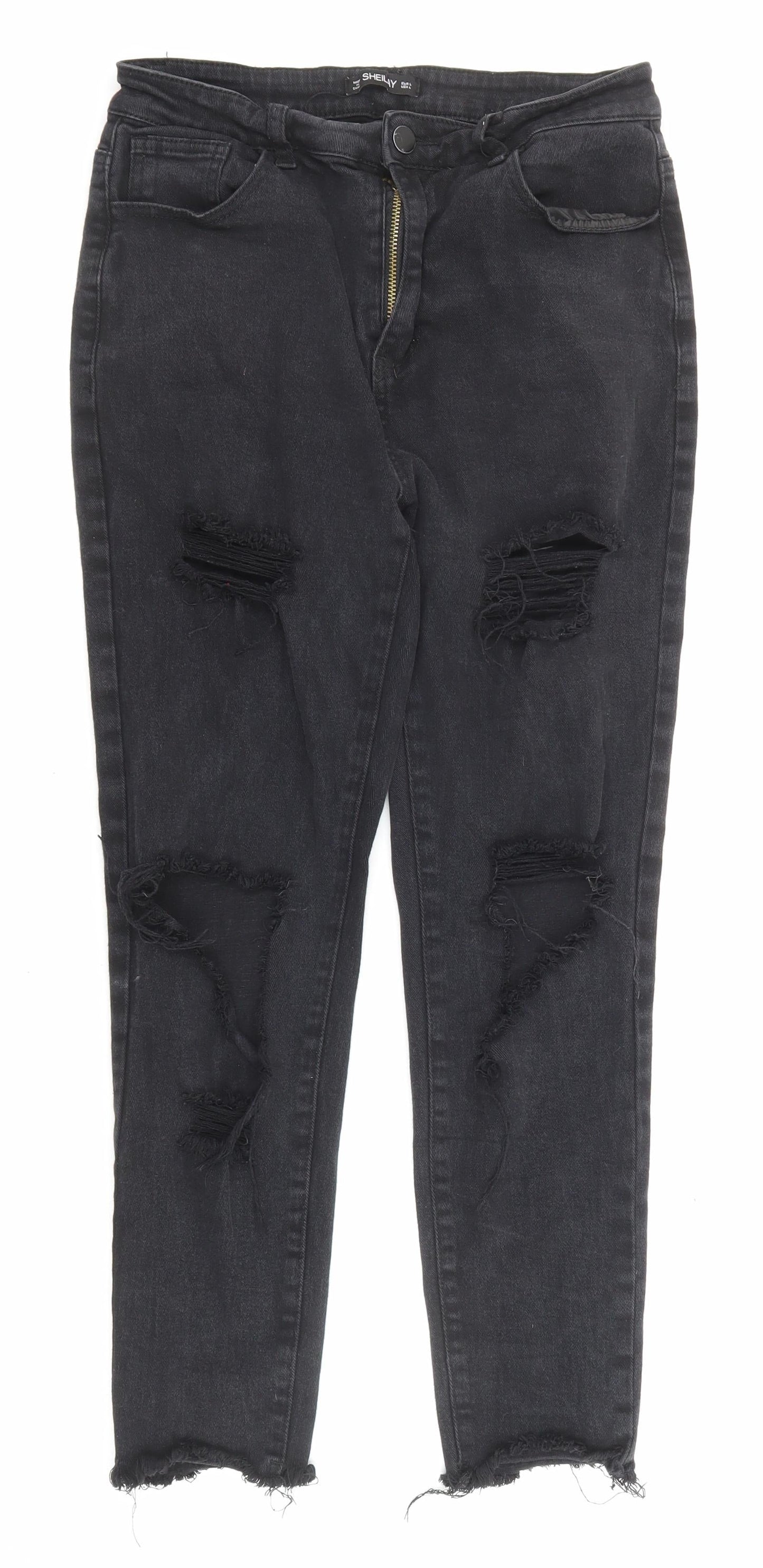 Womens UK Size L Sheilay Regular Fit Skinny Black Jeans