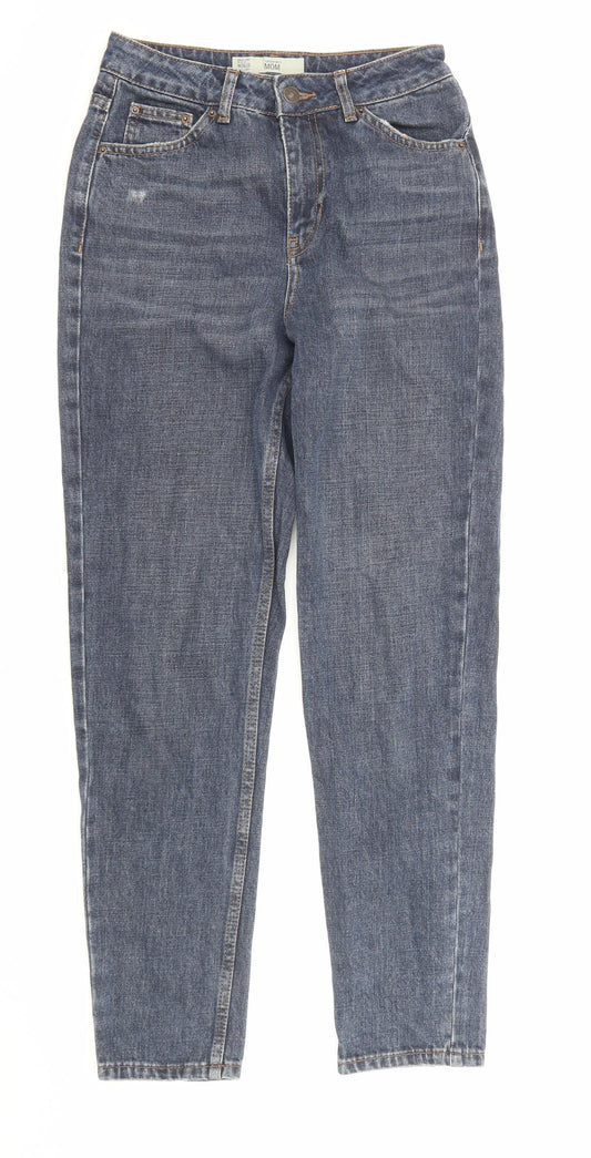 Topshop Womens Blue Cotton Mom Jeans Size 26 in L32 in Regular Zip - Pockets