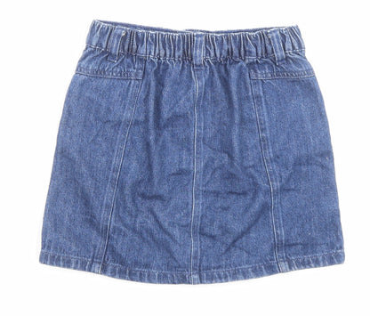 George Girls Blue Cotton A-Line Set Size 8-9 Years Regular Button - Pockets