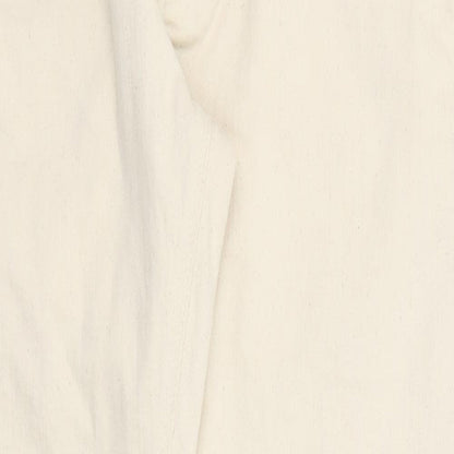 Marks and Spencer Mens Beige Cotton Straight Jeans Size 30 in L29 in Regular Zip - Pockets