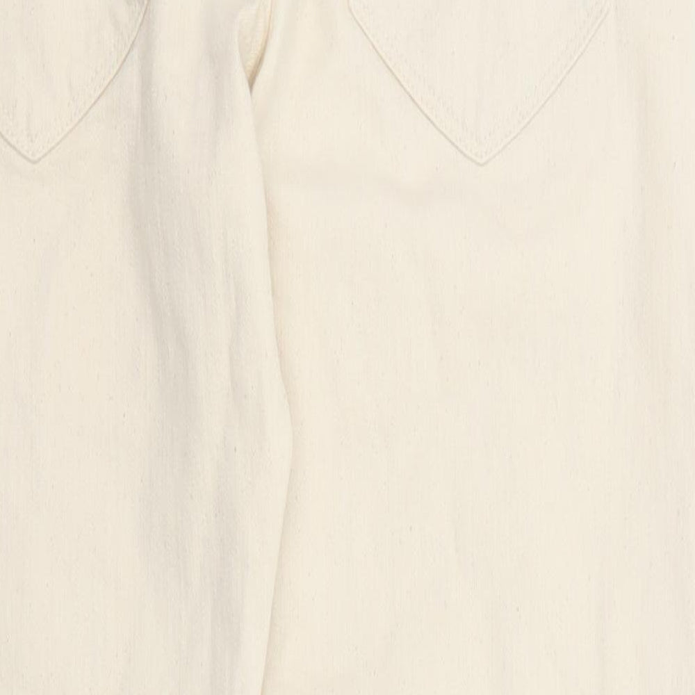 Marks and Spencer Mens Beige Cotton Straight Jeans Size 30 in L29 in Regular Zip - Pockets