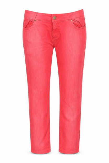 Womens UK Size 14 Denim & Co. Regular Fit Straight Red Jeans