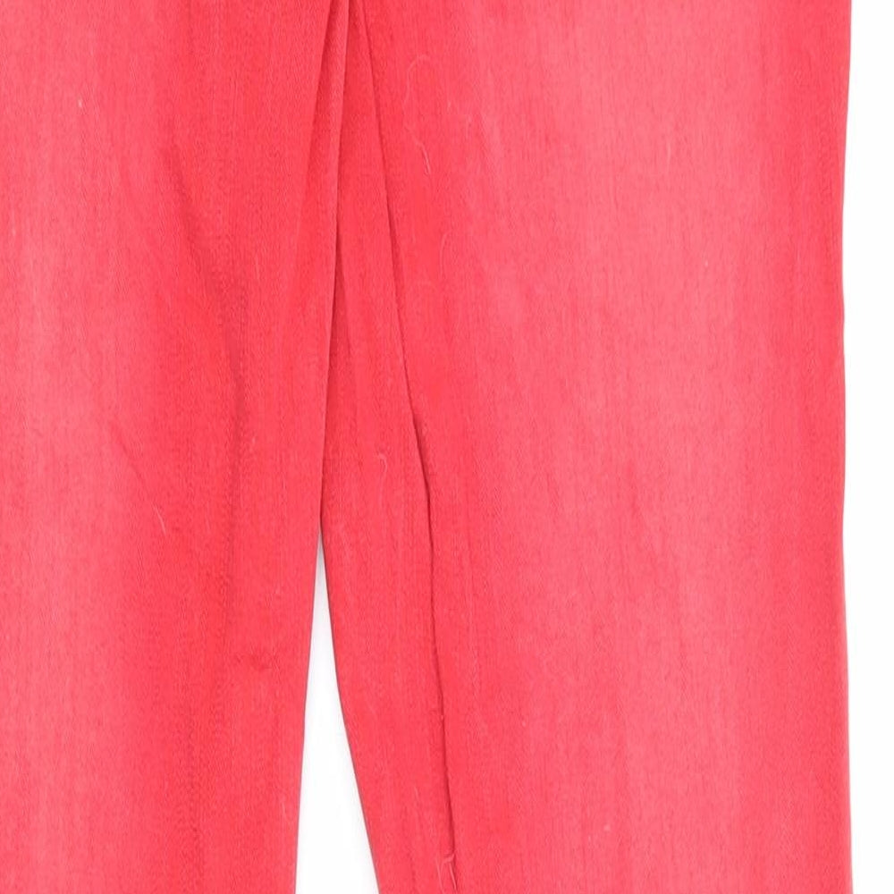 Denim & Co. Womens Red Cotton Straight Jeans Size 14 L31 in Regular Zip - Pockets