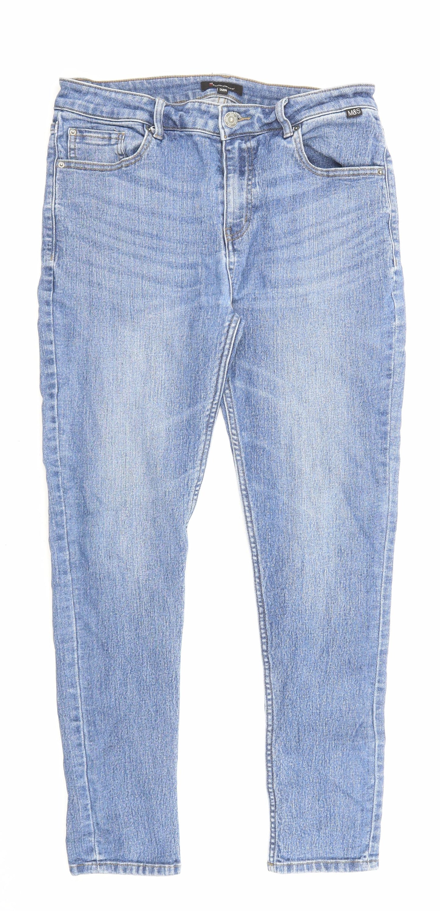Womens UK Size 32 in Marks and Spencer Regular Fit Straight Blue Jeans