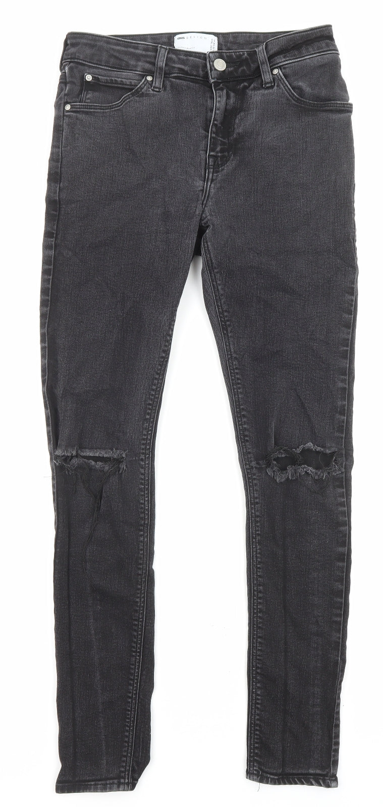 ASOS Mens Black Cotton Skinny Jeans Size 30 in L32 in Regular Zip - Pockets