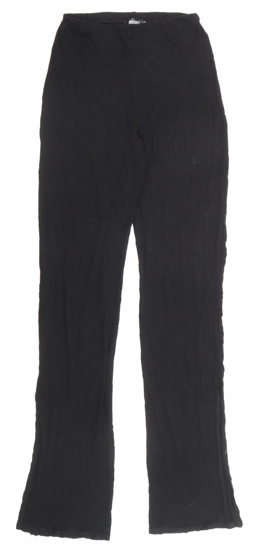 Missguided Womens Black Viscose Trousers Size 10 L32 in Regular