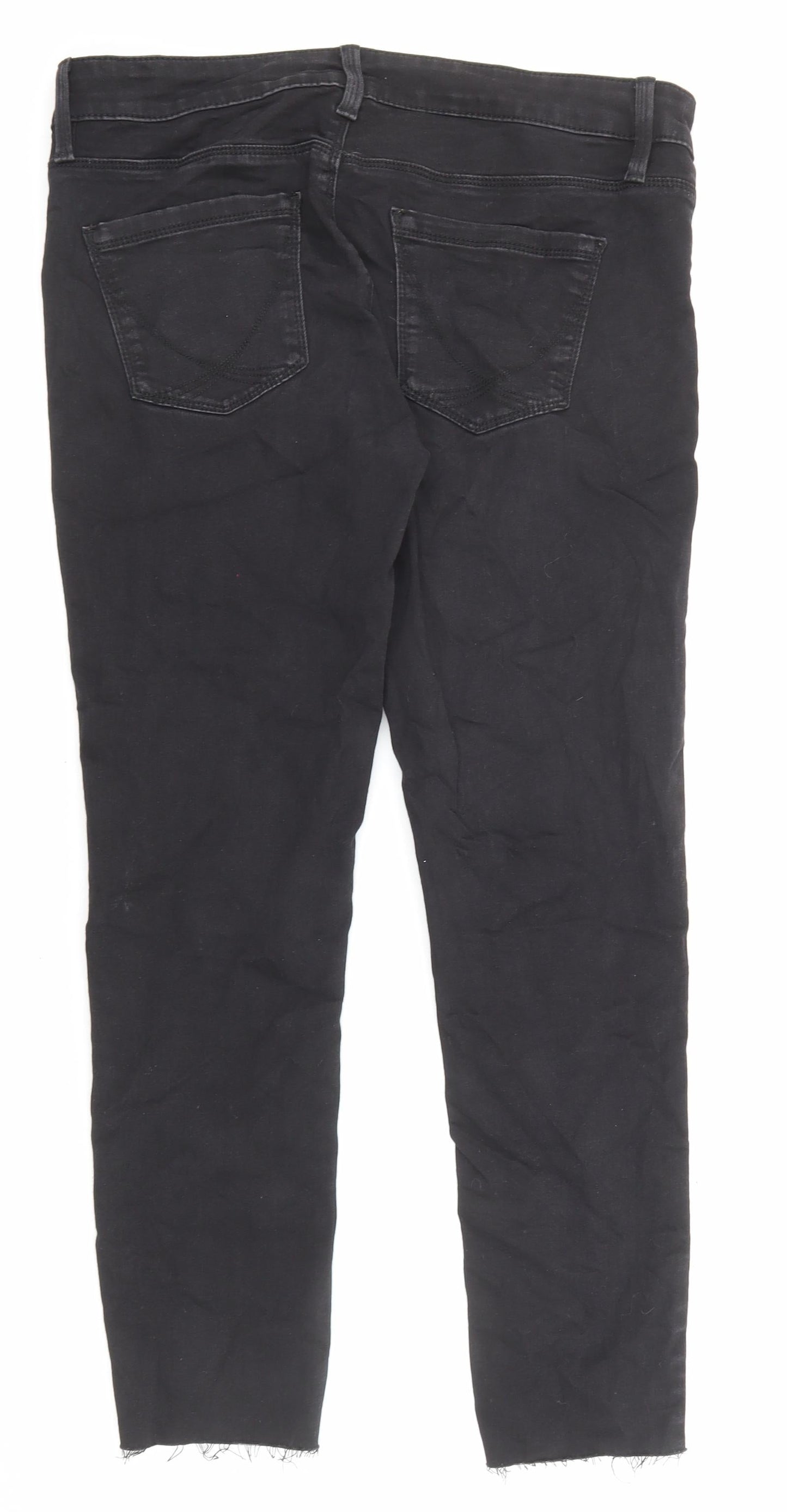 Oasis Womens Black Cotton Straight Jeans Size 14 L26 in Regular Zip - Pockets