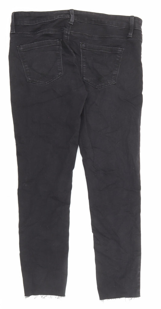 Oasis Womens Black Cotton Straight Jeans Size 14 L26 in Regular Zip - Pockets