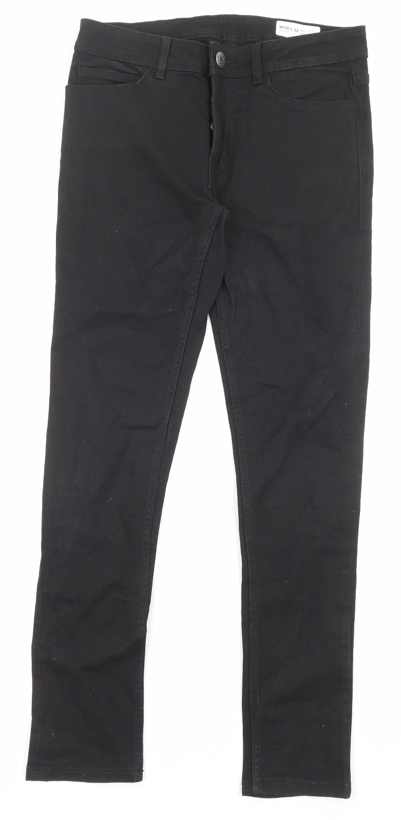 Denim Mens Black Cotton Skinny Jeans Size 30 in L32 in Regular Zip - Pockets