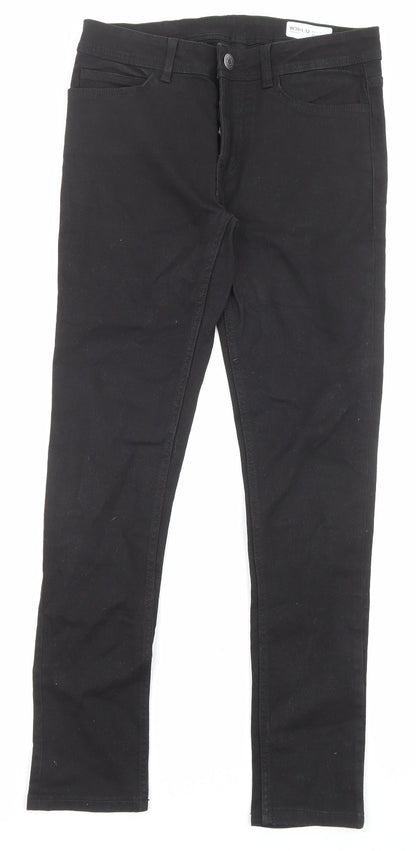 Denim Mens Black Cotton Skinny Jeans Size 30 in L32 in Regular Zip - Pockets