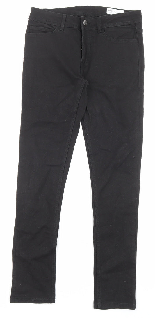 Denim Mens Black Cotton Skinny Jeans Size 30 in L32 in Regular Zip - Pockets