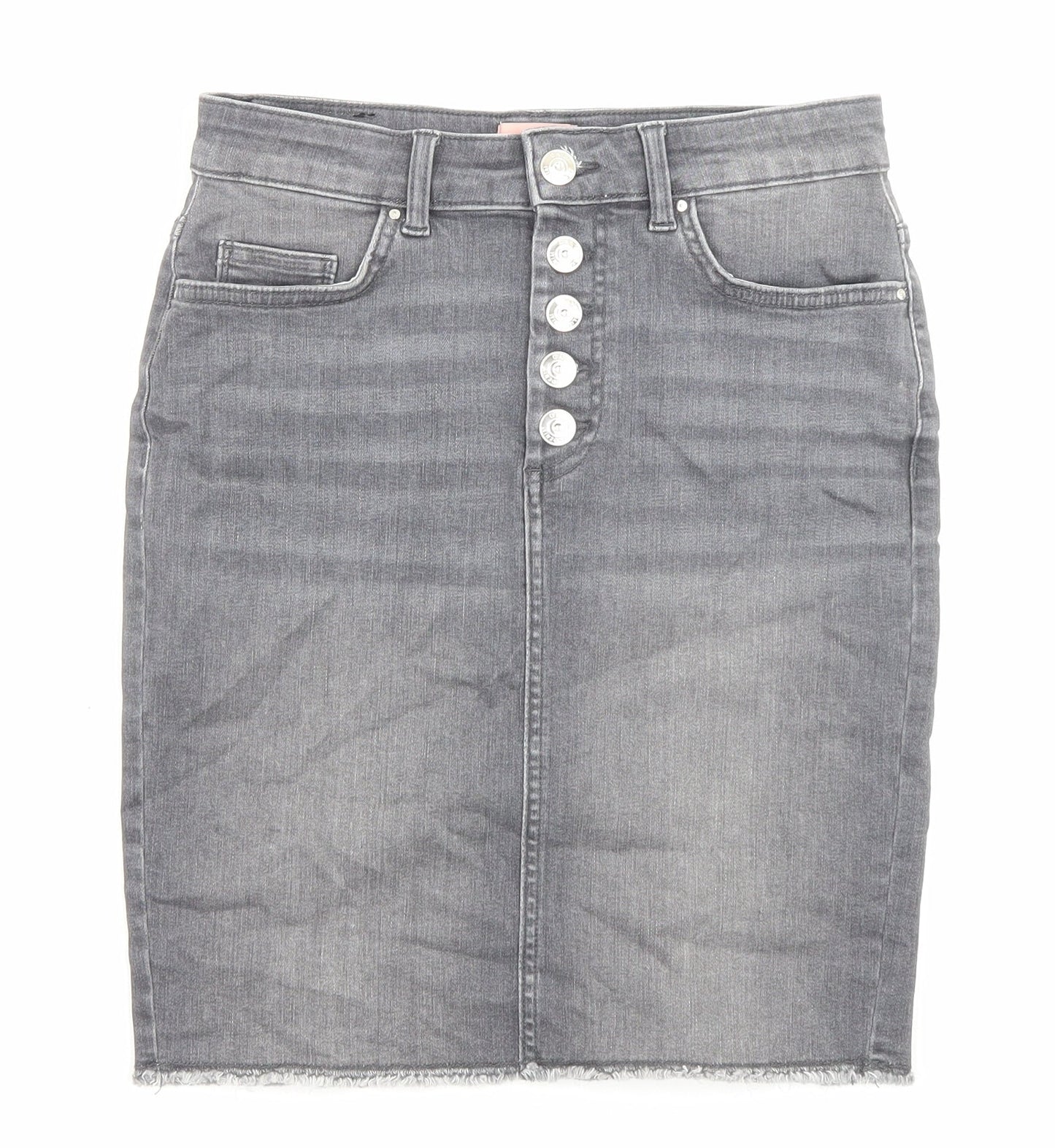 Only Womens Grey Cotton Bandage Skirt Size S Zip - Pockets