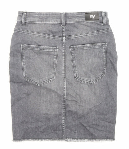 Only Womens Grey Cotton Bandage Skirt Size S Zip - Pockets