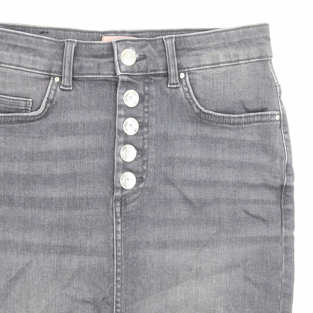 Only Womens Grey Cotton Bandage Skirt Size S Zip - Pockets