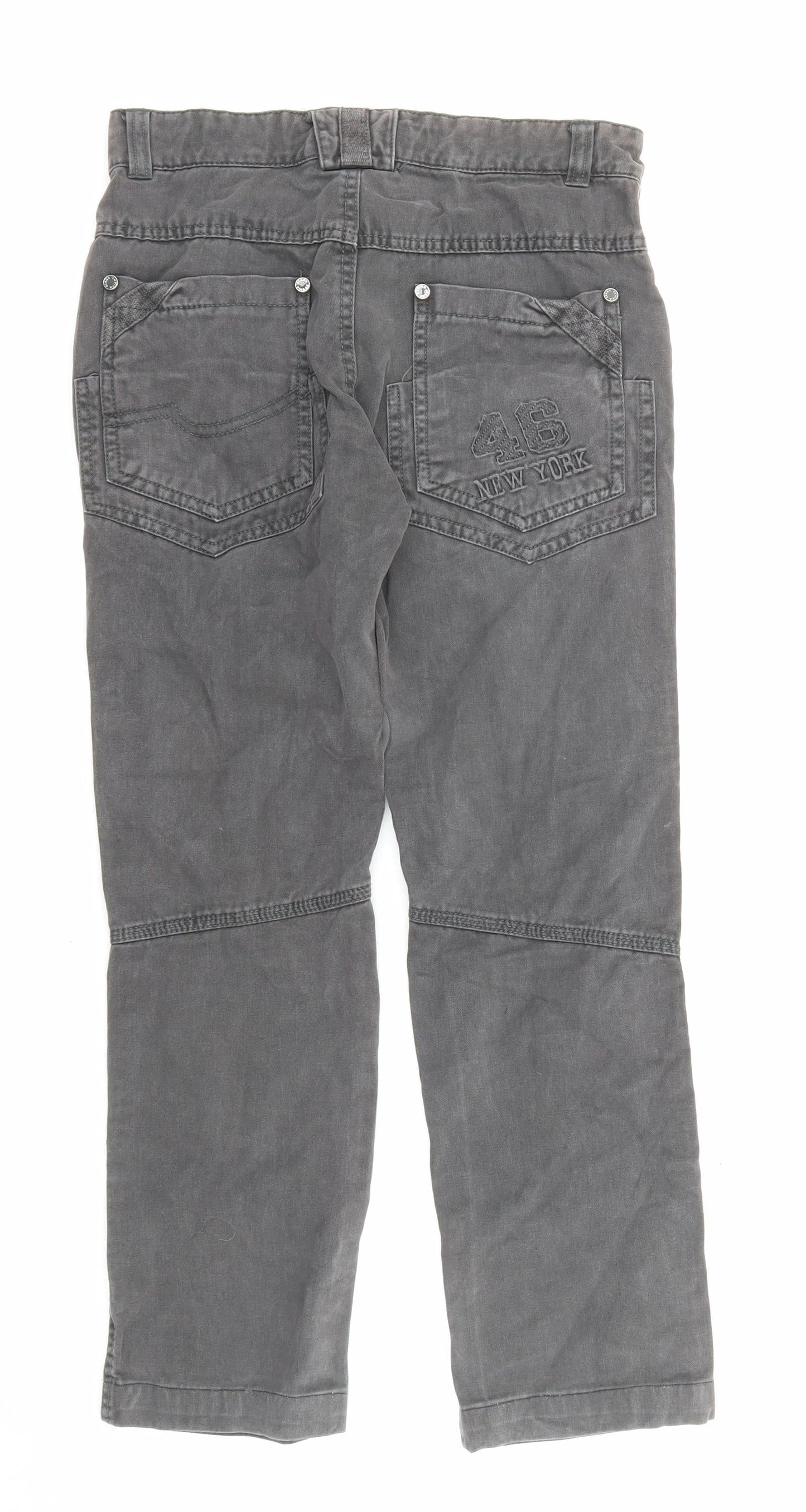 Evviva Womens Grey Cotton Trousers Size 12 L25 in Regular Zip - Pockets