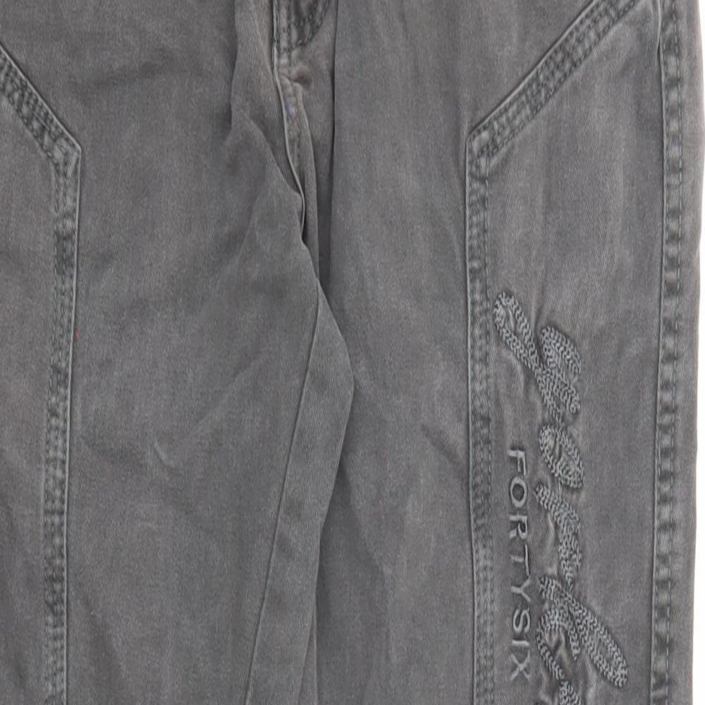 Evviva Womens Grey Cotton Trousers Size 12 L25 in Regular Zip - Pockets