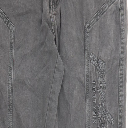 Evviva Womens Grey Cotton Trousers Size 12 L25 in Regular Zip - Pockets
