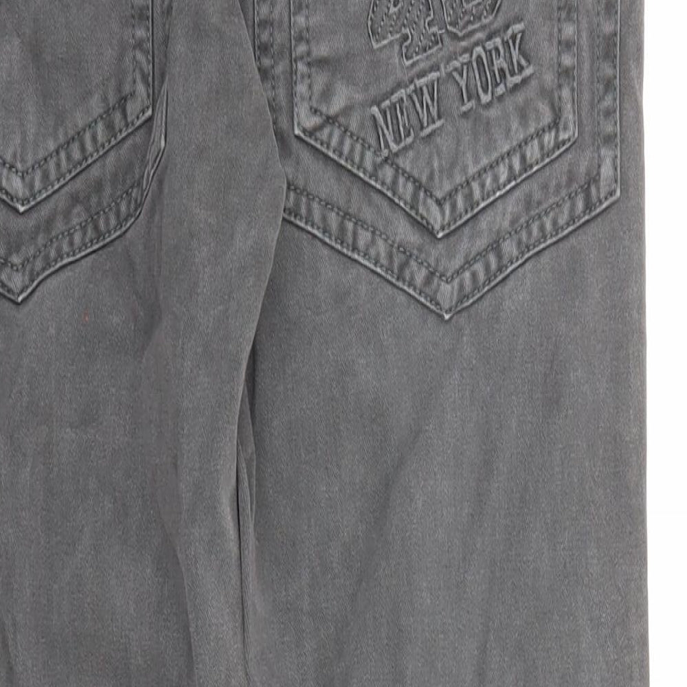 Evviva Womens Grey Cotton Trousers Size 12 L25 in Regular Zip - Pockets