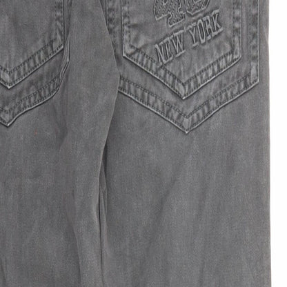 Evviva Womens Grey Cotton Trousers Size 12 L25 in Regular Zip - Pockets