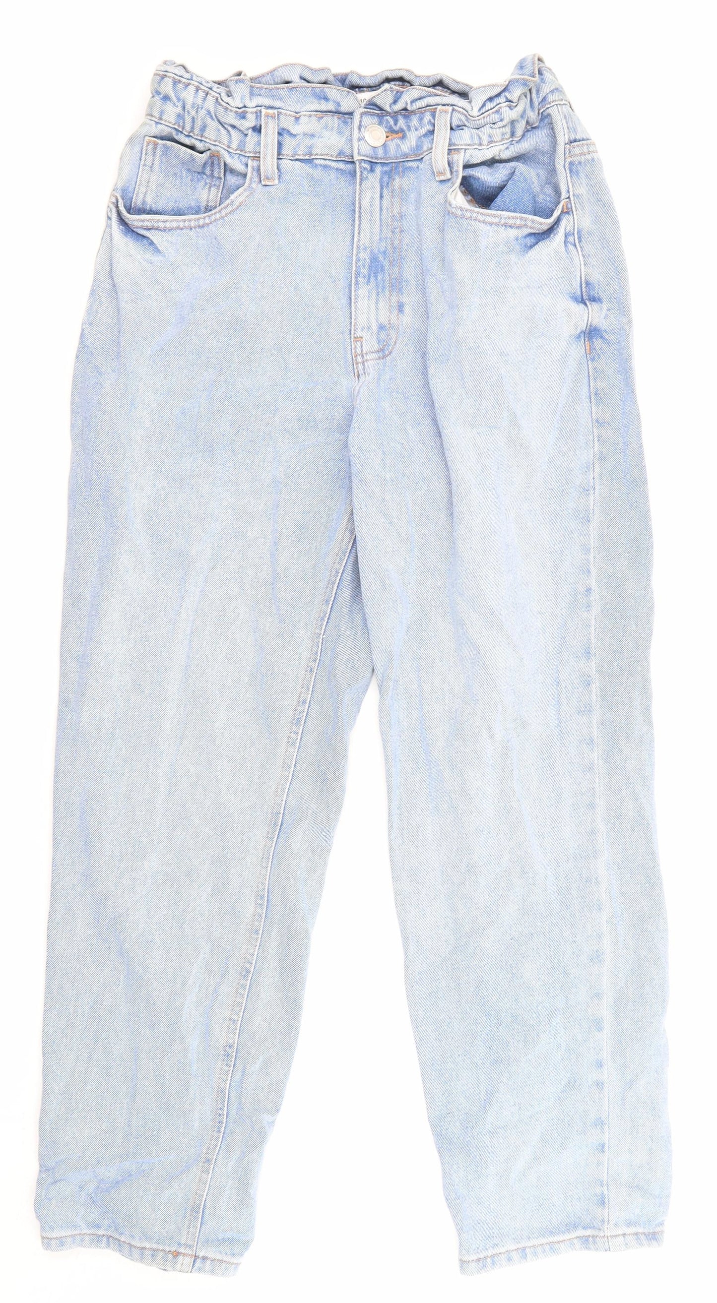 Denim & Co. Womens Blue Cotton Straight Jeans Size 12 L26 in Regular Zip - Pockets