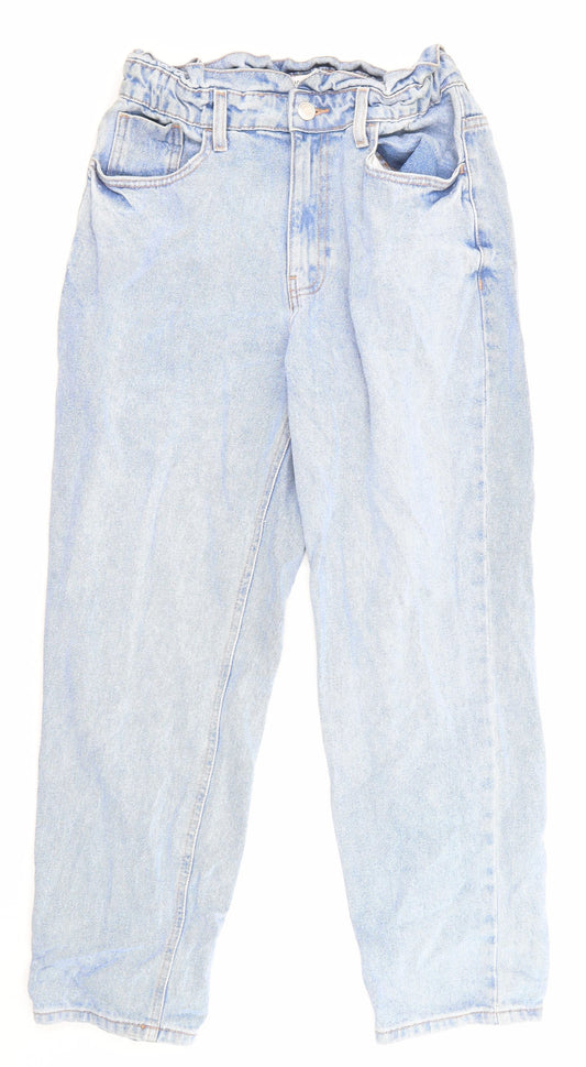 Denim & Co. Womens Blue Cotton Straight Jeans Size 12 L26 in Regular Zip - Pockets