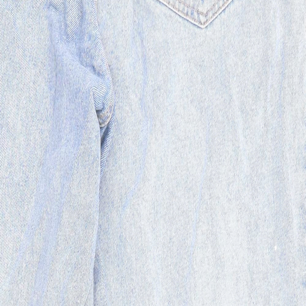 Denim & Co. Womens Blue Cotton Straight Jeans Size 12 L26 in Regular Zip - Pockets