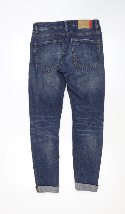 Bershka Womens Blue Cotton Skinny Jeans Size 6 L27 in Regular Zip