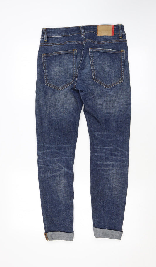 Bershka Womens Blue Cotton Skinny Jeans Size 6 L27 in Regular Zip