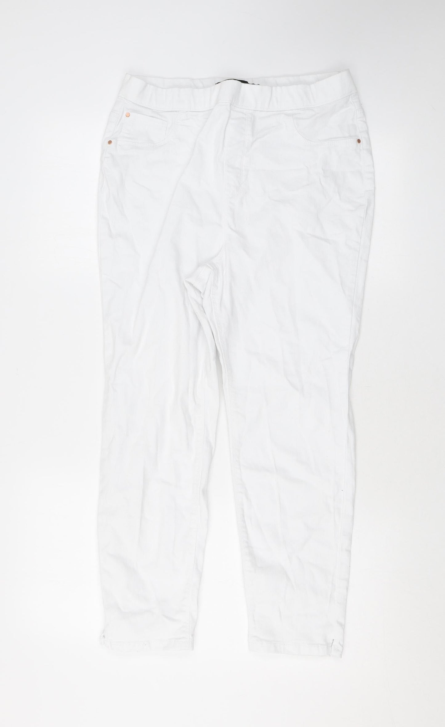 Erin Womens White Cotton Skinny Jeans Size 14 L23 in Regular
