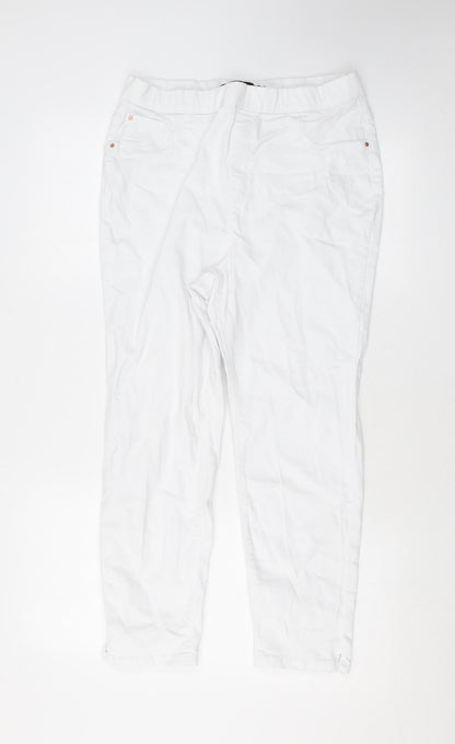 Erin Womens White Cotton Skinny Jeans Size 14 L23 in Regular