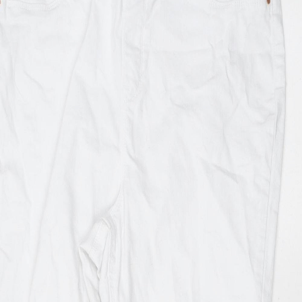 Erin Womens White Cotton Skinny Jeans Size 14 L23 in Regular