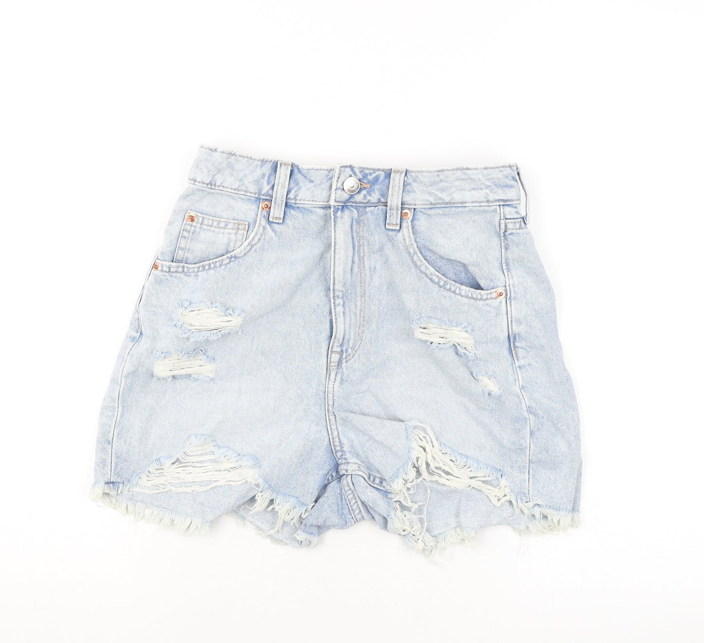 Divided by H&M Womens Blue Cotton Hot Pants Shorts Size 6 L3 in Regular Zip