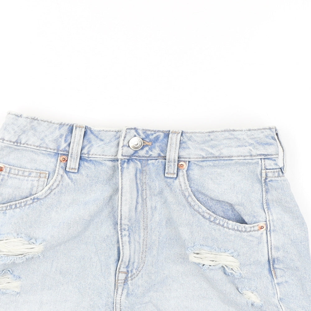 Divided by H&M Womens Blue Cotton Hot Pants Shorts Size 6 L3 in Regular Zip