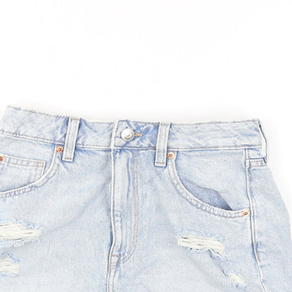 Divided by H&M Womens Blue Cotton Hot Pants Shorts Size 6 L3 in Regular Zip