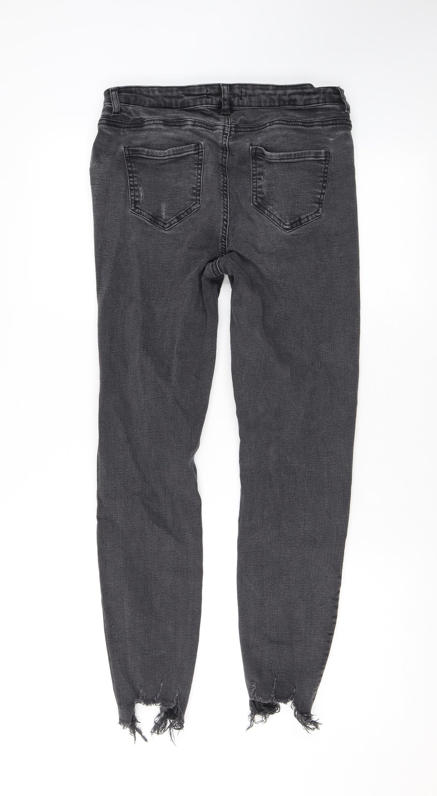 Denim & Co. Womens Grey Cotton Skinny Jeans Size 14 L25 in Regular Zip