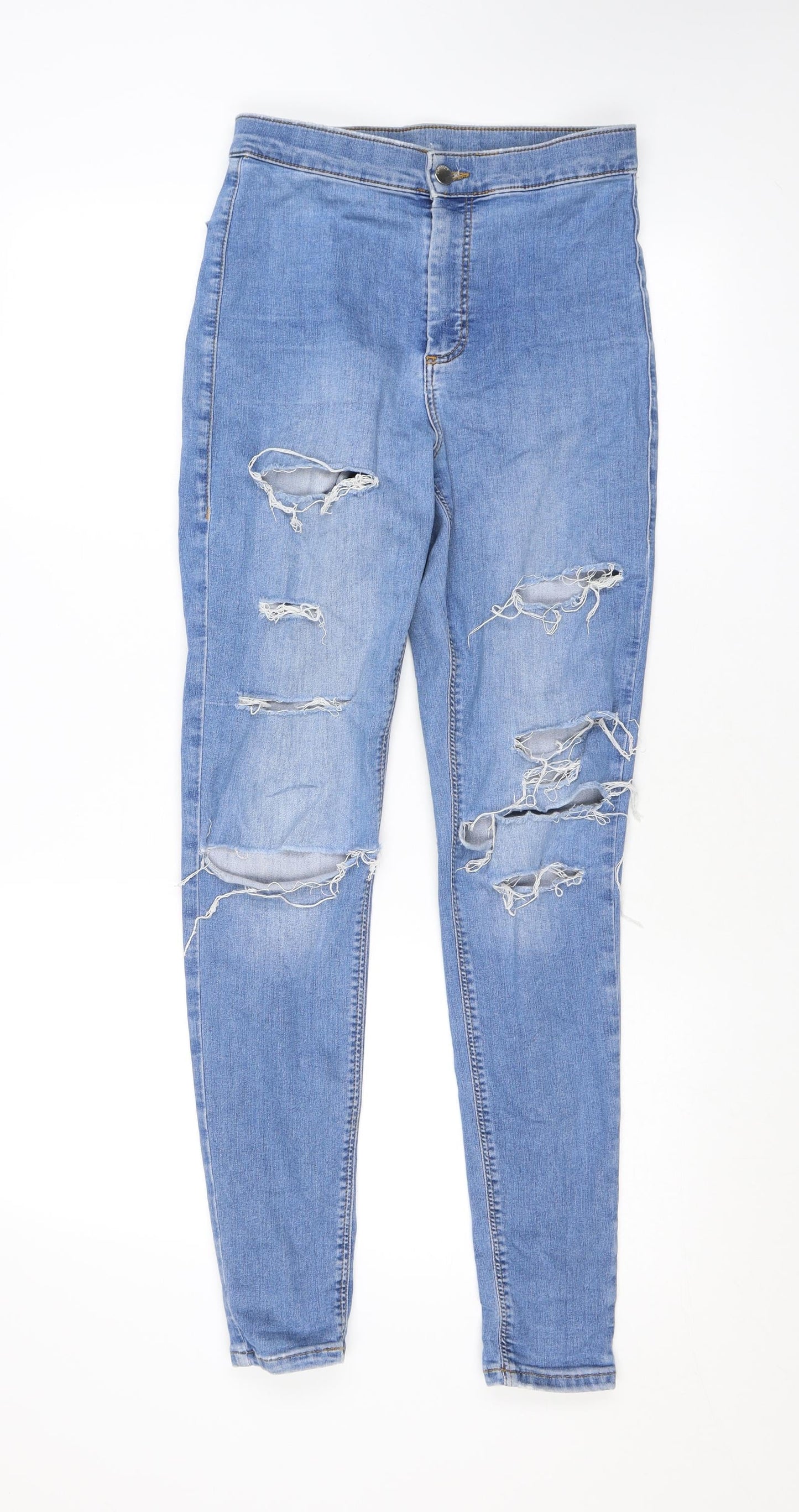 Topshop Womens Blue Cotton Skinny Jeans Size 28 in L32 in Regular Zip