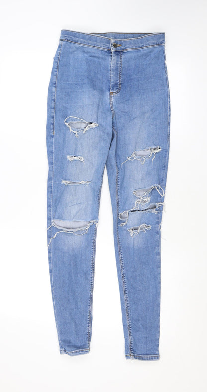 Topshop Womens Blue Cotton Skinny Jeans Size 28 in L32 in Regular Zip