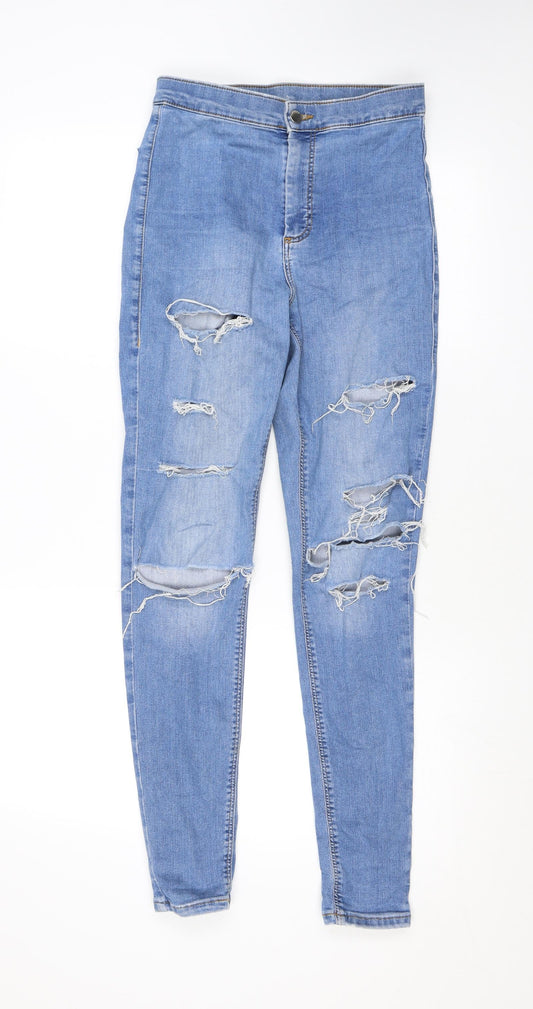 Topshop Womens Blue Cotton Skinny Jeans Size 28 in L32 in Regular Zip