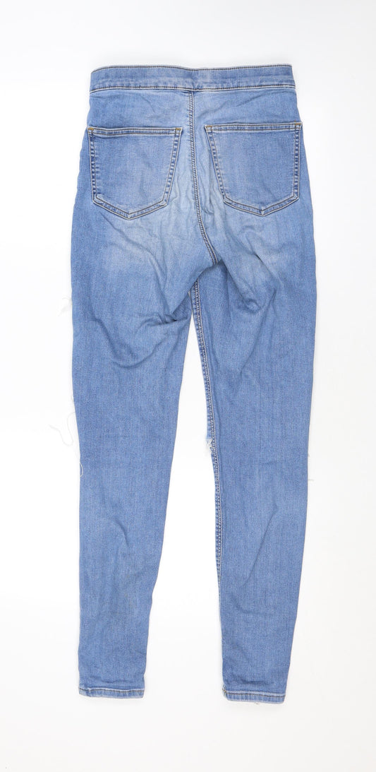 Topshop Womens Blue Cotton Skinny Jeans Size 28 in L32 in Regular Zip