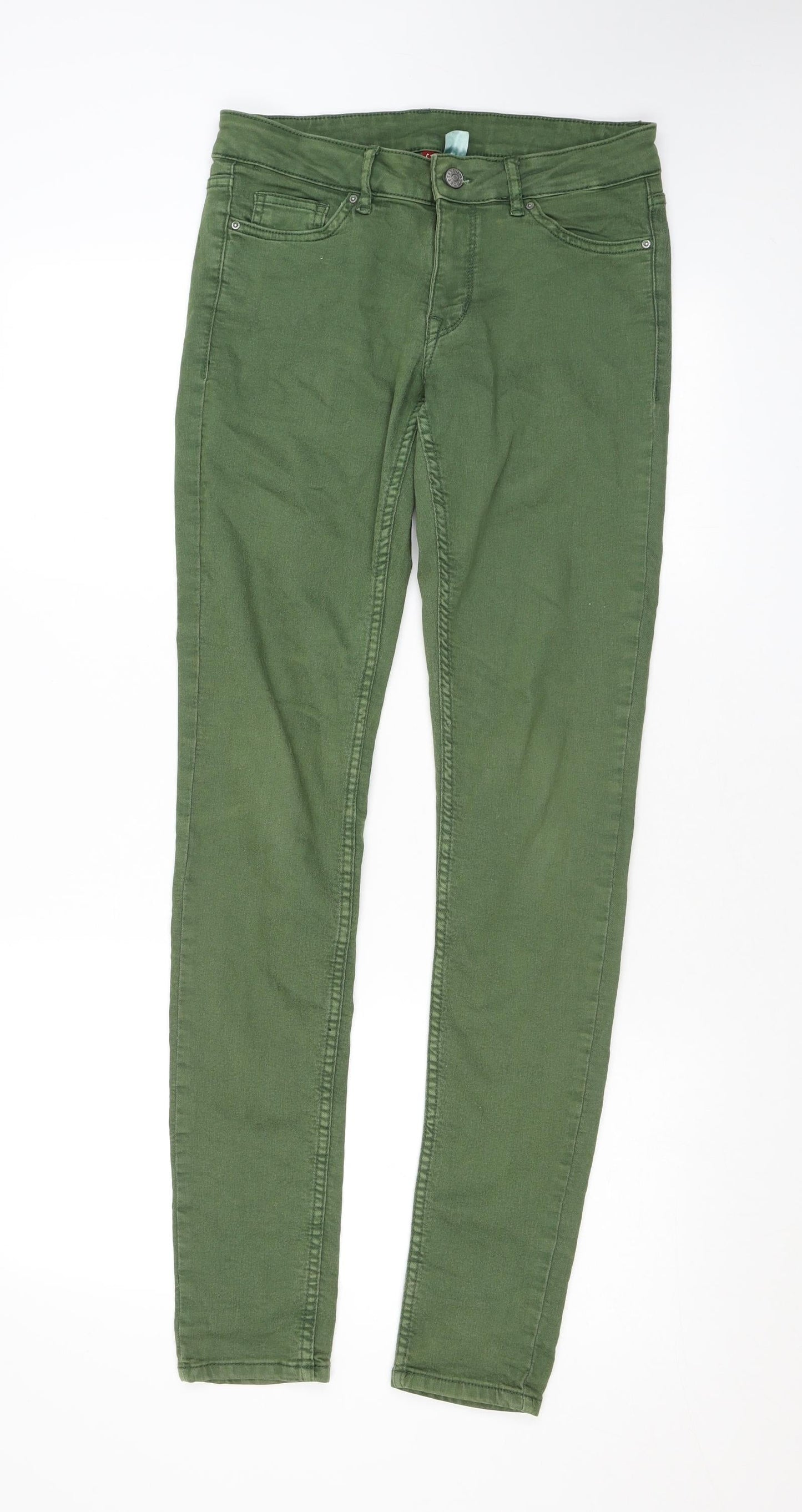 Divided by H&M Womens Green Cotton Skinny Jeans Size 10 L31 in Regular Zip