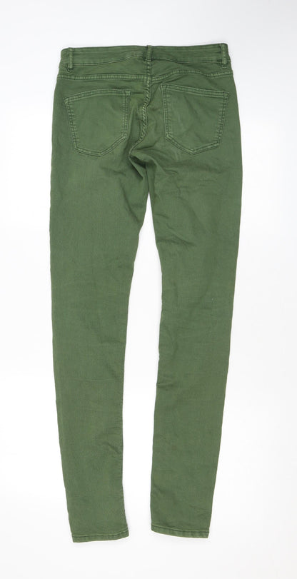 Divided by H&M Womens Green Cotton Skinny Jeans Size 10 L31 in Regular Zip