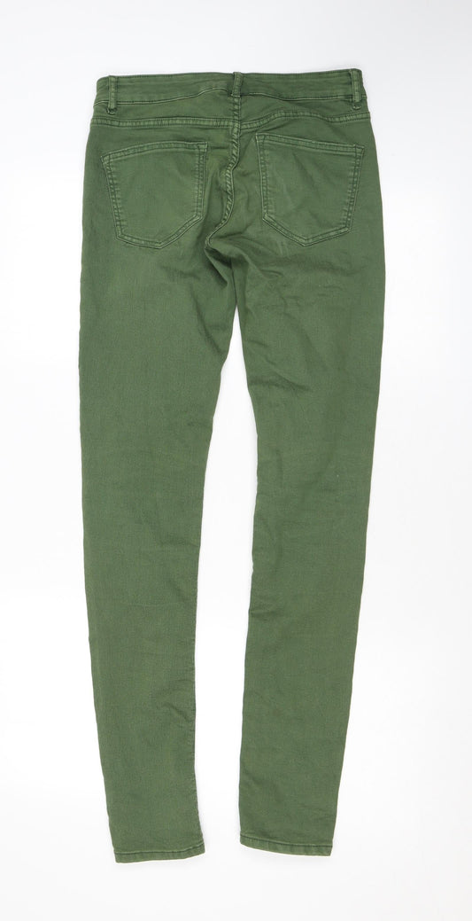 Divided by H&M Womens Green Cotton Skinny Jeans Size 10 L31 in Regular Zip