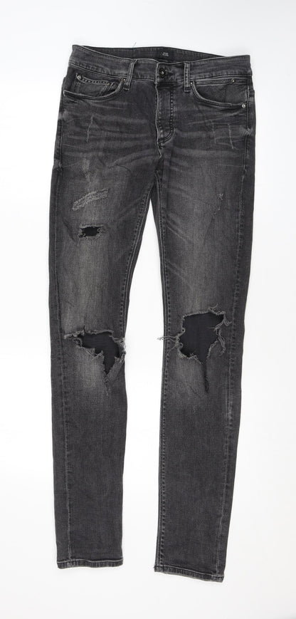 Mens UK Size 28 in River Island Regular Fit Skinny Grey Jeans