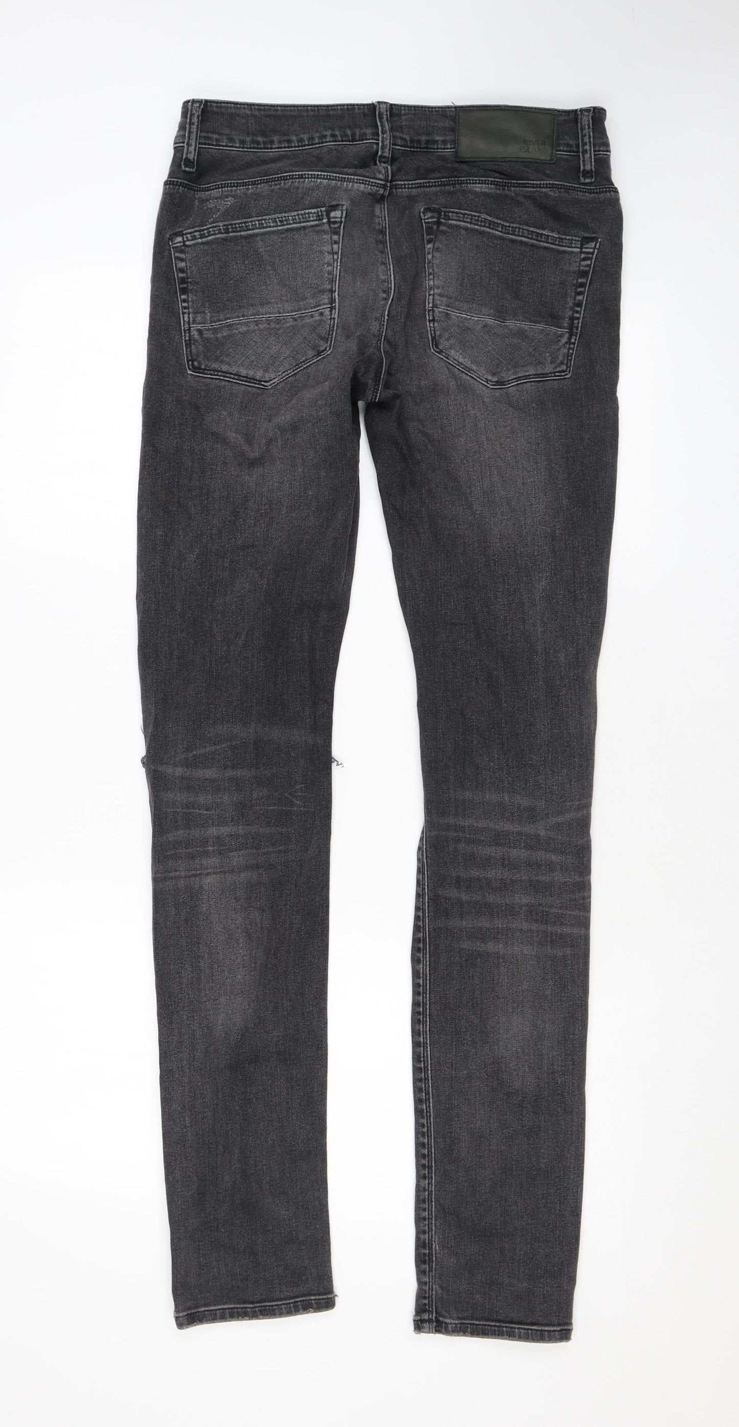Mens UK Size 28 in River Island Regular Fit Skinny Grey Jeans